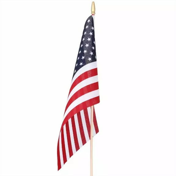 8 In. X 12 In. Polycotton U.S. Hand Flag - Made In Usa, Durable & Vibrant Colors