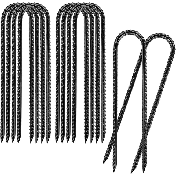 8 Inch 10 Pack Rebar Stakes U Shaped, Heavy Duty Galvanized Ground Anchor for Fence, Tent, Trampoline, and Yard Decorations