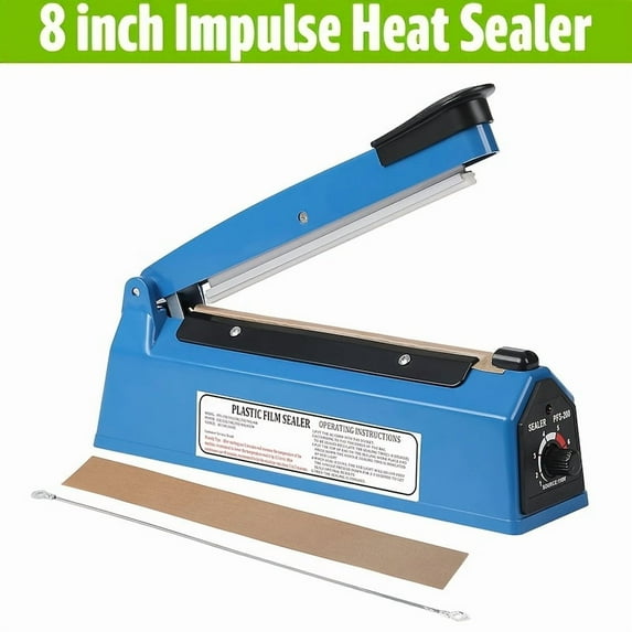 8-Inch & 11.81-Inch Manual Impulse Heat Sealer, Adjustable Temperature, for Plastic Mylar PE PP Shrink Wrap Bags, Portable Bag Sealing Machine with Extra Replacement Parts