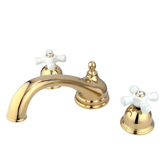 8 Inch -18 Inch Widespread Roman Tub Filler - Polished Brass