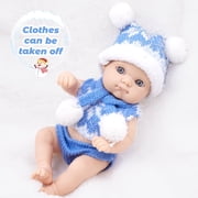 8 Inch 20.3cm Soft Vinyl Baby Doll with Removable Blue Knit Outfit   Safe Pretend Play Toy for Kids