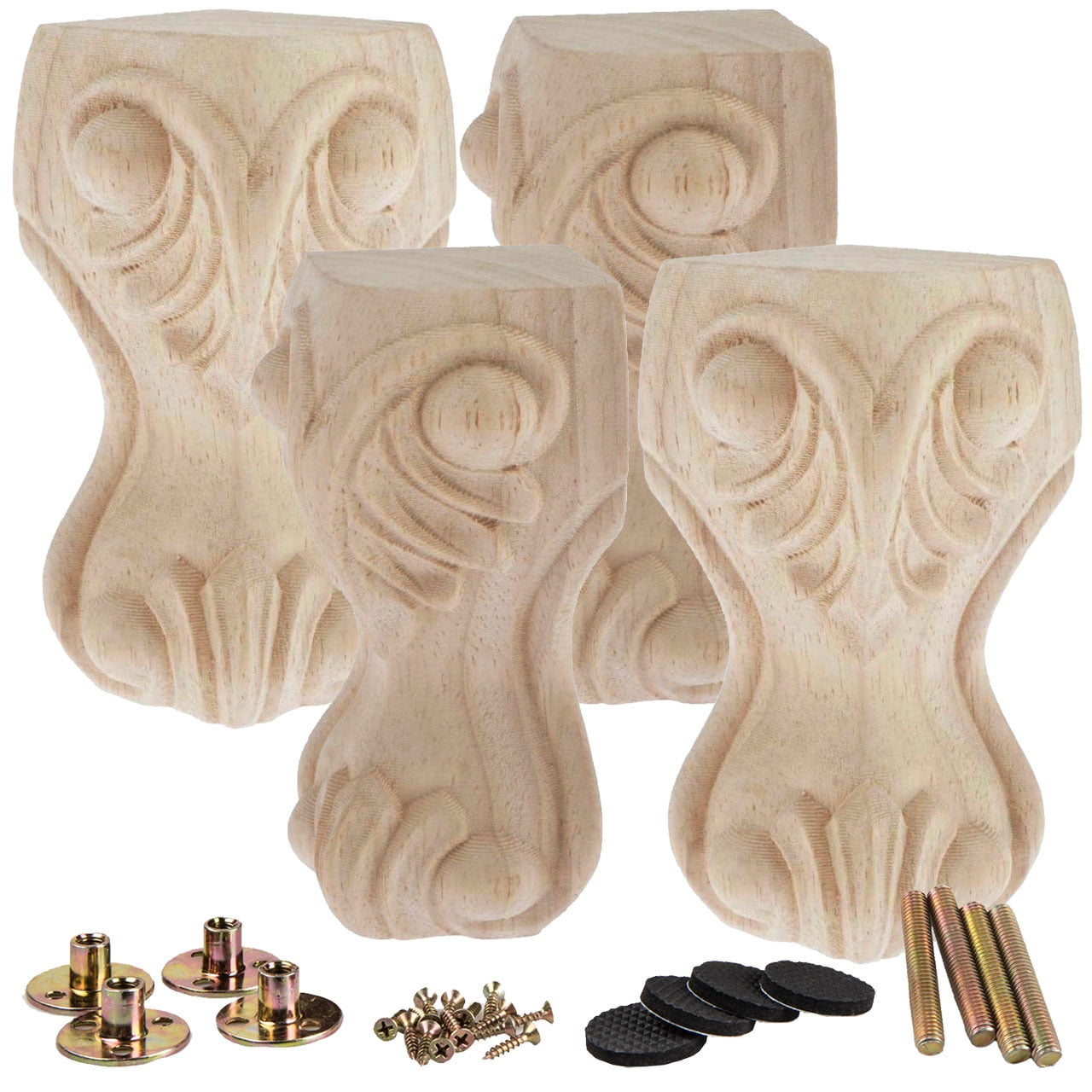 Replacement 8 Inch Wood Furniture Legs - , Cabinet, Ottoman \u0026 Furniture  Replacement Unfinished Bun Feet For Sofa, image size:1280x1280