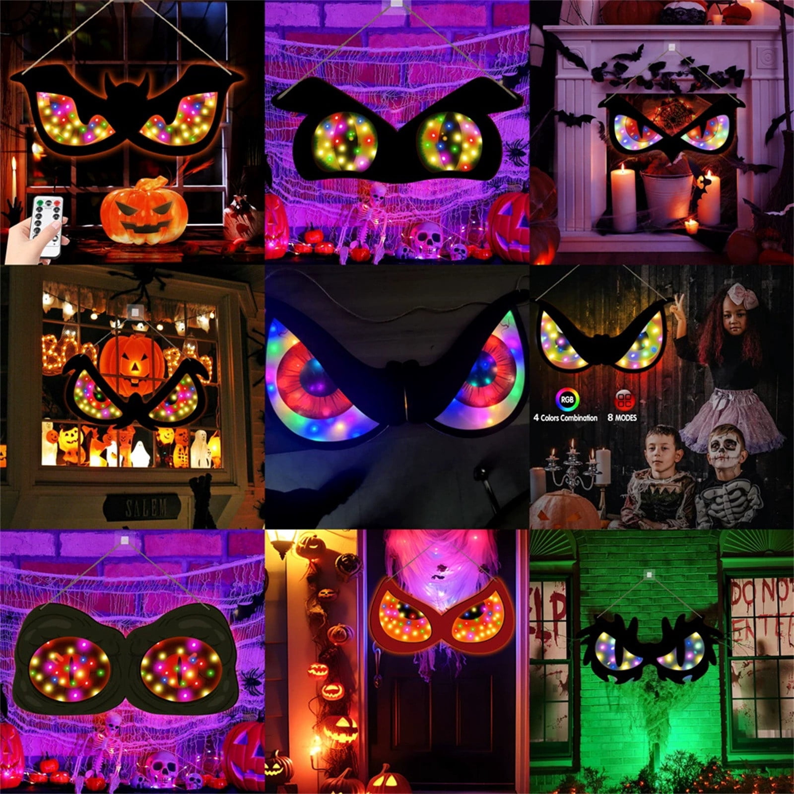 8 Inch 2025 Halloween Decorations Outdoor Wooden Halloween LED Glowing