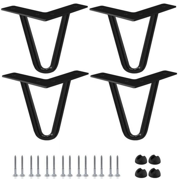 8 Inch /20cm Hairpin Legs, Btowin VCF 4Pcs Black Heavy Duty Metal Furniture Legs,DIY Replacement Feet with Rubber Floor Protectors & Screws for Home Projects TV Stand Sofa Cabinet