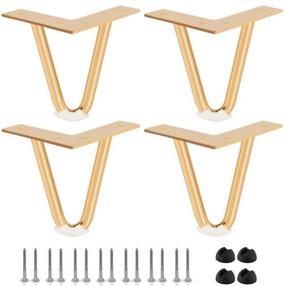 8 Inch /20cm Hairpin Legs, Btowin VCF 4Pcs Gold Heavy Duty Metal Furniture Legs,DIY Replacement Feet with Rubber Floor Protectors & Screws for Home Projects TV Stand Sofa Cabinet