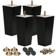 thumbnail image 1 of 8 Inch / 20cm Solid Wood Furniture Legs, Btowin VCF 4Pcs Black Mid-Century Modern Wooden Pyramid Replacement Feet with Threaded 5/16''Hanger Bolts & Mounting Plate & Screws for Sofa Couch Chair, 1 of 7