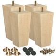thumbnail image 1 of 8 Inch / 20cm Solid Wood Furniture Legs, Btowin VCF 4Pcs Unfinished Mid-Century Modern Wooden Pyramid Replacement Feet with Threaded 5/16''Hanger Bolts & Mounting Plate & Screws for Sofa Couch Chair, 1 of 7