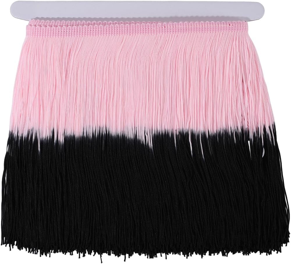 8 Inch 3 Yards Sewing Fringe Nylon Tassel Ribbon Gradient Lavender Blush Chinlon Lace Ribbon Trimming