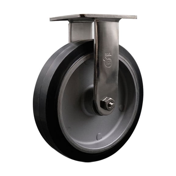 8 Inch 316 Stainless Rubber on Aluminum Wheel Rigid Caster with Roller Bearing
