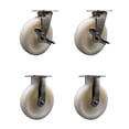 thumbnail image 1 of 8 Inch 316 Stainless Steel Nylon Caster Set w/Ball Bearings 2 Brakes 2 Rigid SCC, 1 of 2