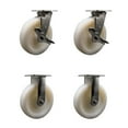 thumbnail image 1 of 8 Inch 316 Stainless Steel Nylon Caster Set w/Roller Bearing 2 Brake 2 Rigid SCC, 1 of 2
