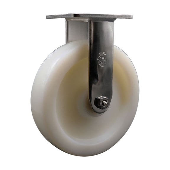 8 Inch 316 Stainless Steel Nylon Wheel Rigid Caster with Roller Bearing SCC