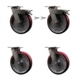 thumbnail image 1 of 8 Inch 316SS Poly on Aluminum Caster Set w/Delrin Bearings 2 Swivel Lock 2 Brake, 1 of 2
