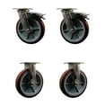 thumbnail image 1 of 8 Inch 316SS Polyurethane Caster Set with Ball Bearings 2 Brakes 2 Rigid SCC, 1 of 2