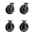 thumbnail image 1 of 8 Inch 316SS Polyurethane Caster Set with Delrin Bearings 2 Brakes 2 Rigid SCC, 1 of 2
