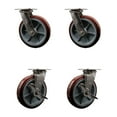 thumbnail image 1 of 8 Inch 316SS Polyurethane Swivel Caster Set with Roller Bearings 2 Brakes SCC, 1 of 2
