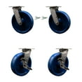 thumbnail image 1 of 8 Inch 316SS Solid Poly Caster Set with Ball Bearings 2 Swivel Locks 2 Brakes, 1 of 2