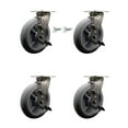 thumbnail image 1 of 8 Inch 316SS Thermo Donut Tread Caster Set w/Delrin Bearings 4 Brake 2 Swvl Lock, 1 of 2
