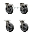thumbnail image 1 of 8 Inch 316SS Thermo Donut Tread Caster Set w/Roller Bearings 2 Swvl Lock 2 Brake, 1 of 2
