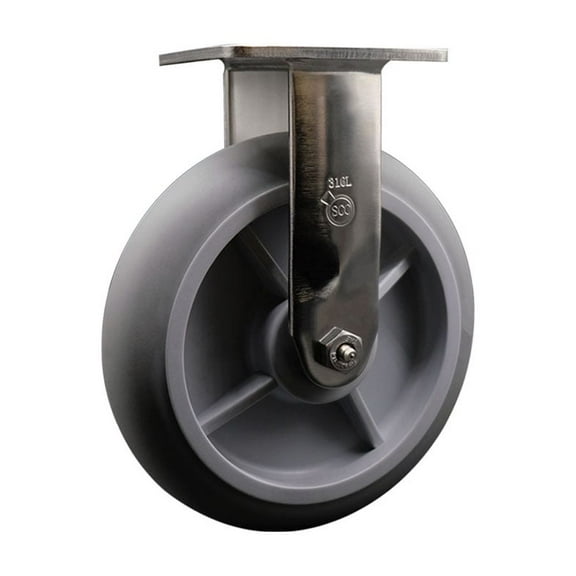 8 Inch 316SS Thermo Rubber Donut Tread Wheel Rigid Caster with Ball Bearing SCC
