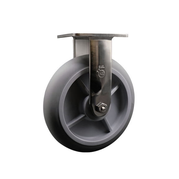 8 Inch 316SS Thermo Rubber Donut Tread Wheel Rigid Caster with Roller Bearing