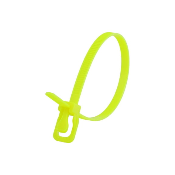 8 Inch 50 Lbs Fluorescent Yellow Releasable/Reusable Cable Tie - 20 Pack