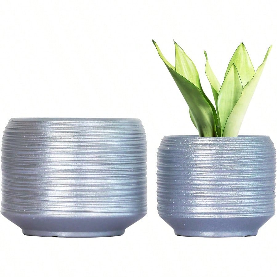 8 Inch + 6 Inch Ceramic Plant Pots Indoor with Drainage Flower Pot Set ...