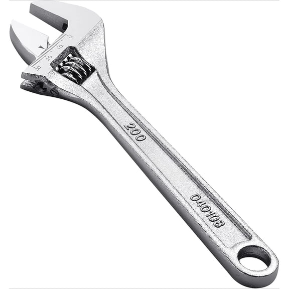 8-Inch Adjustable Wrench - Professional Spanner Cr-V Steel Shifter Spanner with Metric Scale Wide Caliber Opening, for Home, Garage, Workshop and DIY