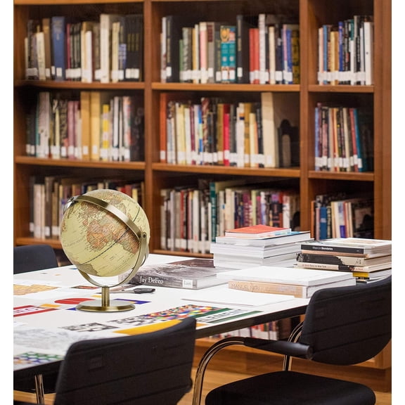 8 Inch Antique World with Bronze Base - Rotating 360 Degree Educational Geography Sphere with Vintage Modern Map for Home Office Decor