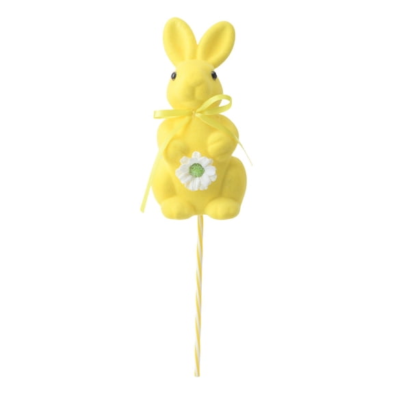 8 Inch Artificial Flocked Bunny with Daisy Easter Decorations Colorful Cute Foam Rabbit Figurines Spring Table Centerpieces for Wedding Birthday Party Garden Indoor Outdoor Home Decor