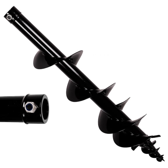 8 Inch Auger Drill Rod for Mini Excavator, 34 Inch Hydraulic Driven Auger Bit, Pin Shaft Connection Spiral Drill Accessory for 1-2 Ton Small Excavators, Replacement Part