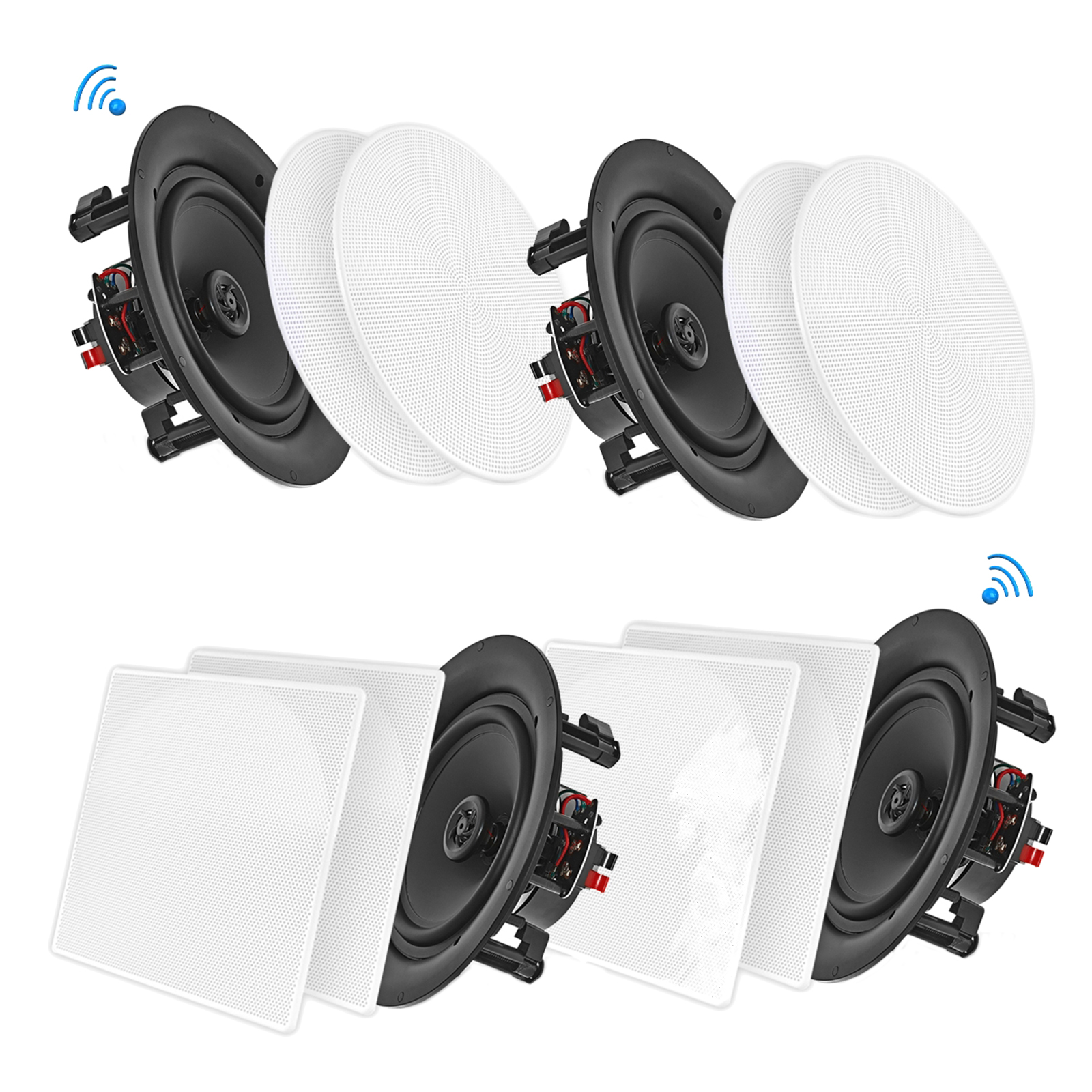 8 Inch BT Ceiling / Wall Speaker Kit, Flush Mount 2-Way Home Speakers, 250 Watt (4 Speakers) - image 1 of 1