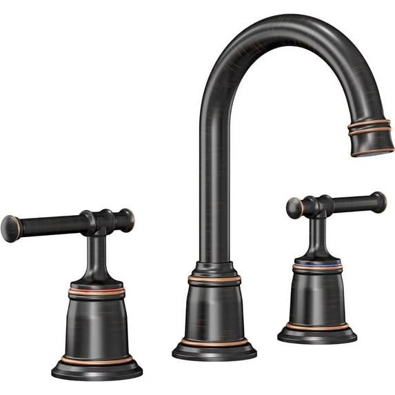 8 Inch Bathroom Faucets for Sink 3 Hole, Faucet for Bathroom Sink with Pop-up Drain & cUPC Lead-Free Hose, Faucet for Bathroom Vanity Lavatory, Rubbed Bronze