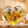 thumbnail image 1 of 8 Inch Bee Heart Shaped 2D Acrylic Window Hanging Decor Bumble Honeycomb Acrylic Suncatcher Window Panel Art Crafts Door Sign Ornaments for Spring Summer First Bee Day Decorations, 1 of 7