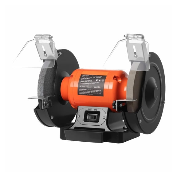 8 Inch Bench Grinder, 3450 RPM Single Speed, 350W Induction Motor, 36/60 Grit Wheels, Adjustable Eye Shield, Sharpening Grinder for Metal Tools