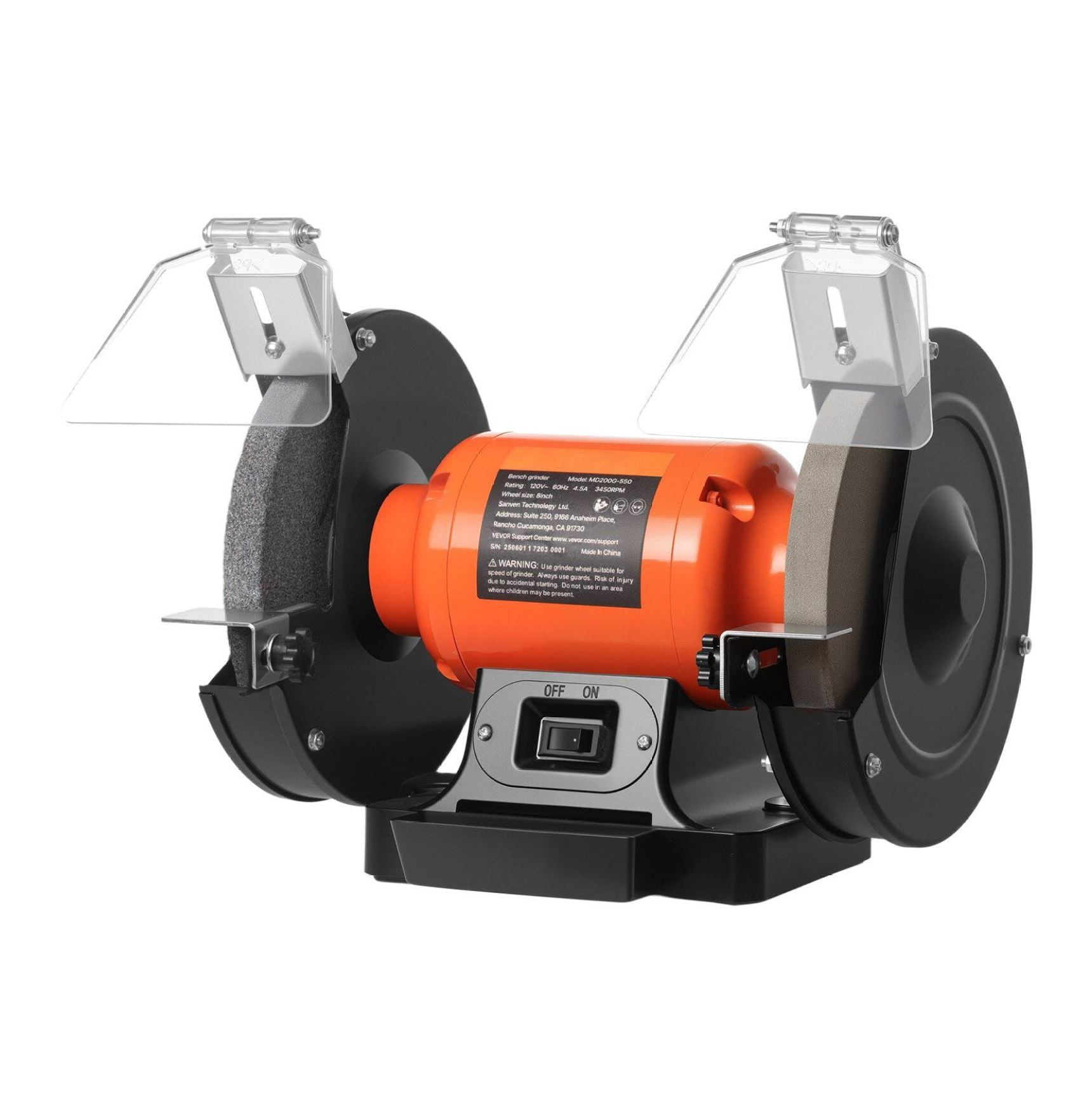 8 Inch Bench Grinder, 3450RPM Single Speed Grinder with 550W Motor, 36/ ...
