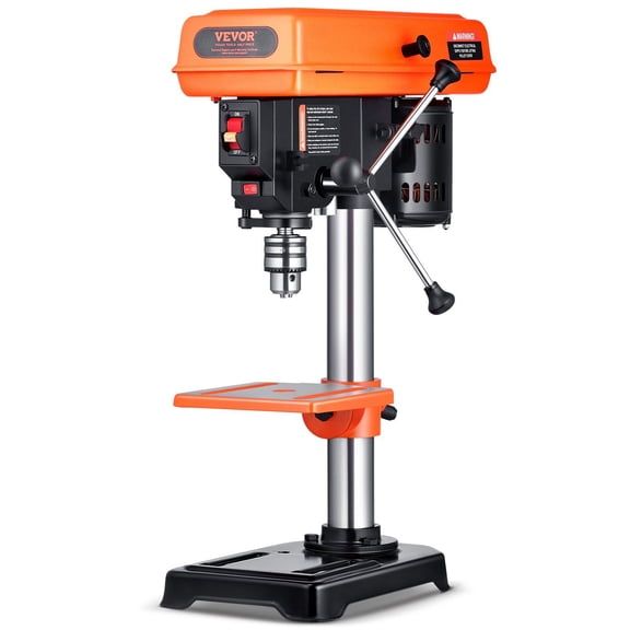 8 Inch Benchtop Drill Press 2.5A Induction Motor Tabletop Drilling Machine Adjustable Speed 620 1140 1740 2340 3100 RPM 0-45 Degree Tilting Worktable LED Work Light for Wood and Metal