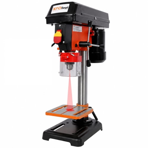 8 Inch Benchtop Drill Press with Laser Guide, 5 Adjustable Speed 770-3410 RPM, 0-45 Tilting Table for Wood & Metal
