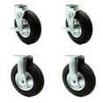 thumbnail image 1 of 8 Inch Black Pneumatic Wheel Caster Set 2 Swivel with Brakes and 2 Rigid SCC, 1 of 2