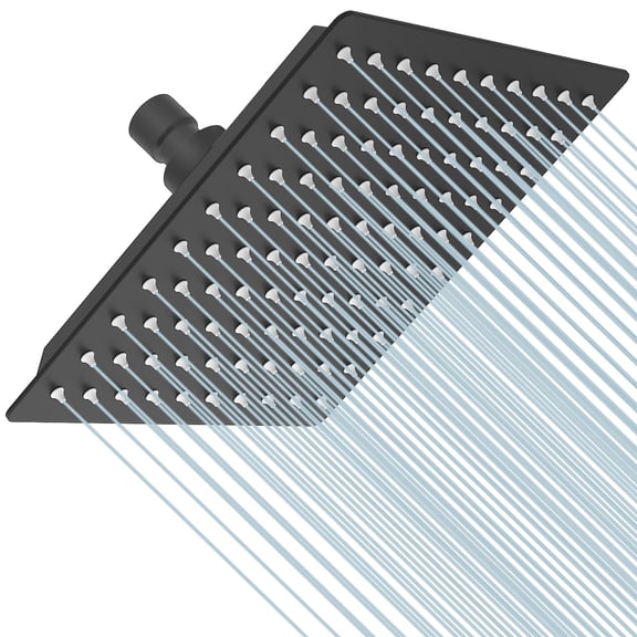8 Inch Black Square Rainfall Showerhead Full Body Coverage Bath Showerhead