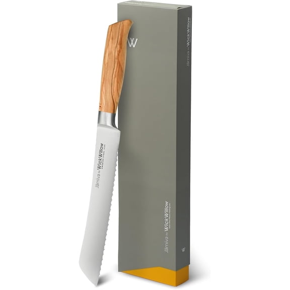 8 Inch Bread Knife Double Serrated Swedish Steel Sourdough Knife with Italian Olive Wood Handle Premium Serrated Knife for Homemade Bread, Pastries & Gifts for Home Bakers