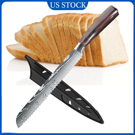 8 Inch Bread Knife Kitchen Chef Knife Cake Fruit Stainless Steel Serrated Sharp
