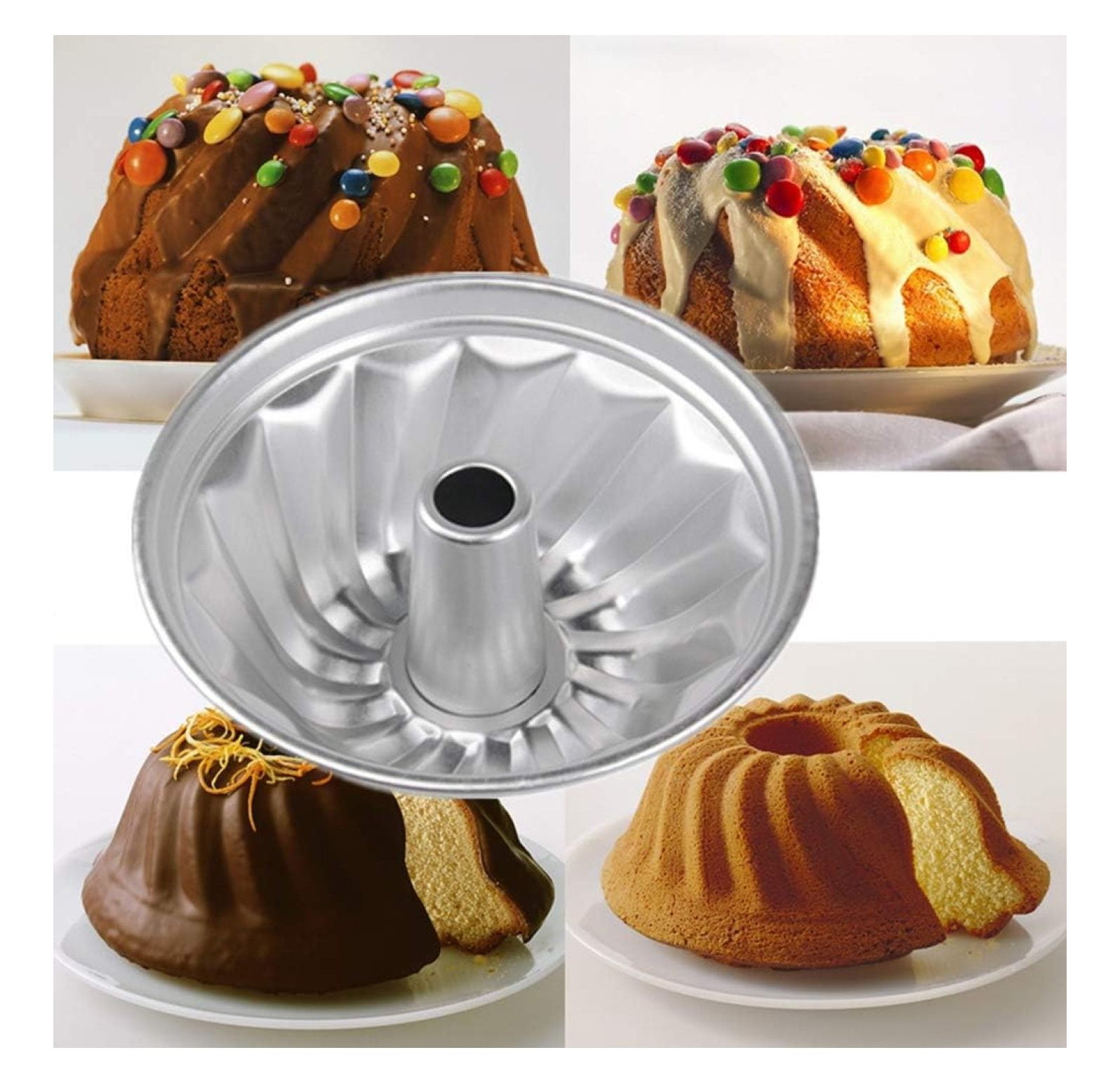 8 Inch Bundt Cake Pan Fluted Tube Cake Pan, Aluminum alloy Baking Pan