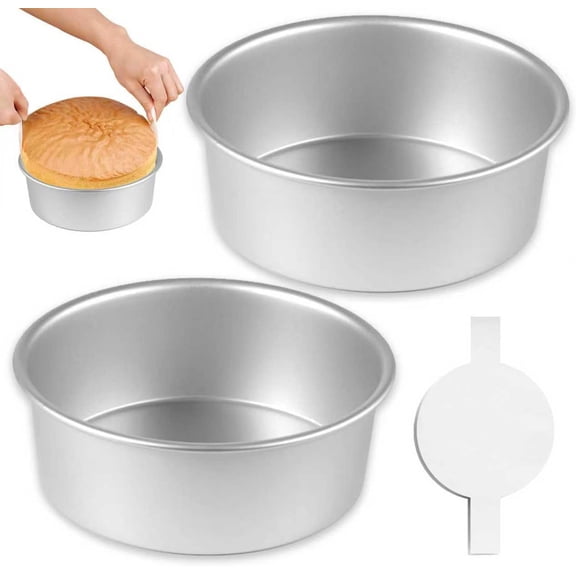 8 Inch Cake Pan,Aluminum Round Layer Cake Baking Pans,No Coating Cake Pans Cake Mold, Mirror Finish Dishwasher Safe Cake Pans Sets for Baking-Set of 2