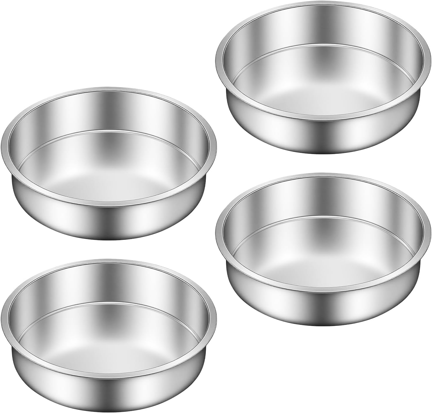 8 Inch Cake Pan - Set of 4 Stainless Steel Round Layer Cake Baking Pans ...