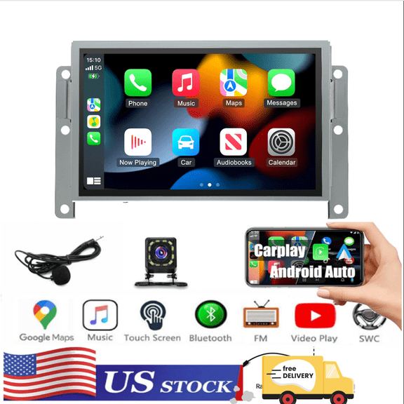 8 Inch Car Stereo Radio Android 14 GPS Navigation Head Unit for Ford F150 2015-2020 FM/RDS WiFi Bluetooth Car Player with Carplay and Android Auto SWC 2+32G Quad Core Split Screen