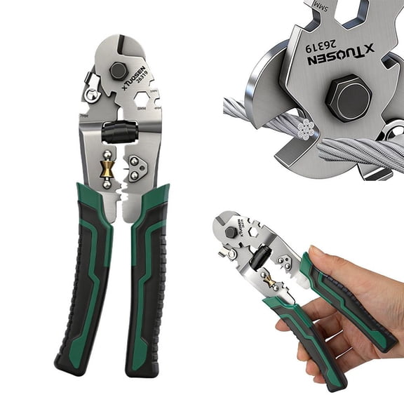 8 Inch Carbon Steel Wire Rope Cutter Heavy Duty Cable Shear Pliers with Spring Cables,Industri Steel Handle Loaded For 1-6mm