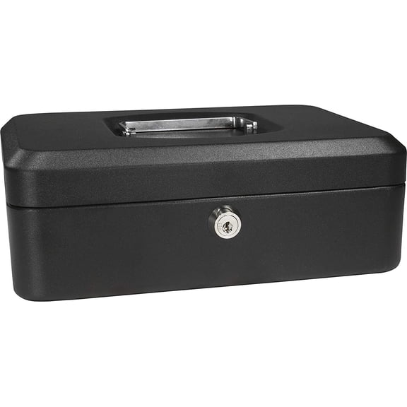 8 Inch Cash Box With Number Lock & Removable 5 Section Coin Tray Perfect Secure - Black