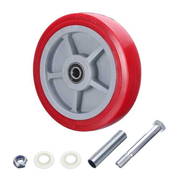 8 Inch Caster Wheels, Polymer on Steel Wheel with Load-Bearing Capacity for Commercial Warehouses, Red