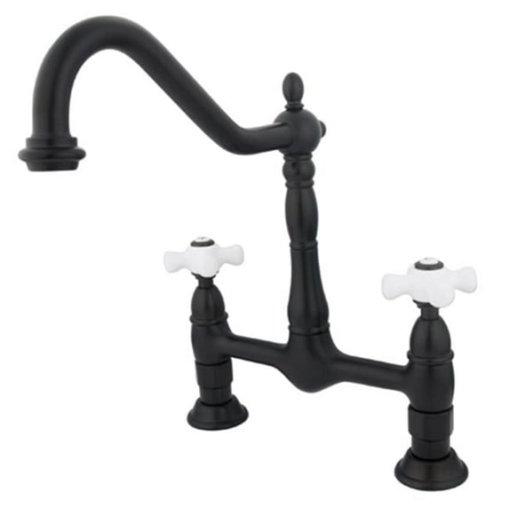 8 Inch Center Deck Mount Kitchen Faucet - Oil Rubbed Bronze